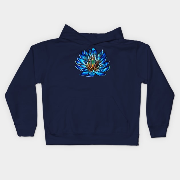 Blue Water Lily Flower Monster Kids Hoodie by Boriana Giormova